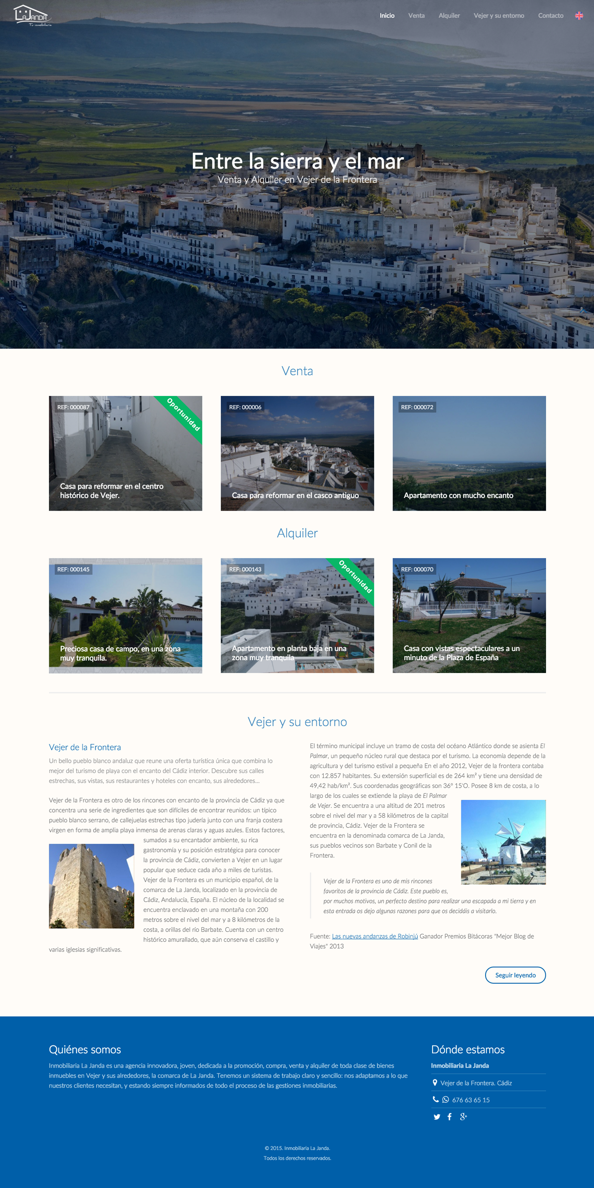 La Janda Inmobiliaria - Home Screen