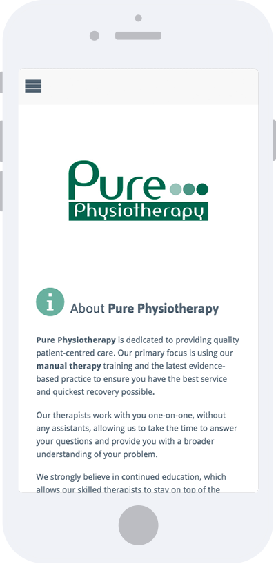 Pure Physio - Main Screen Mobile