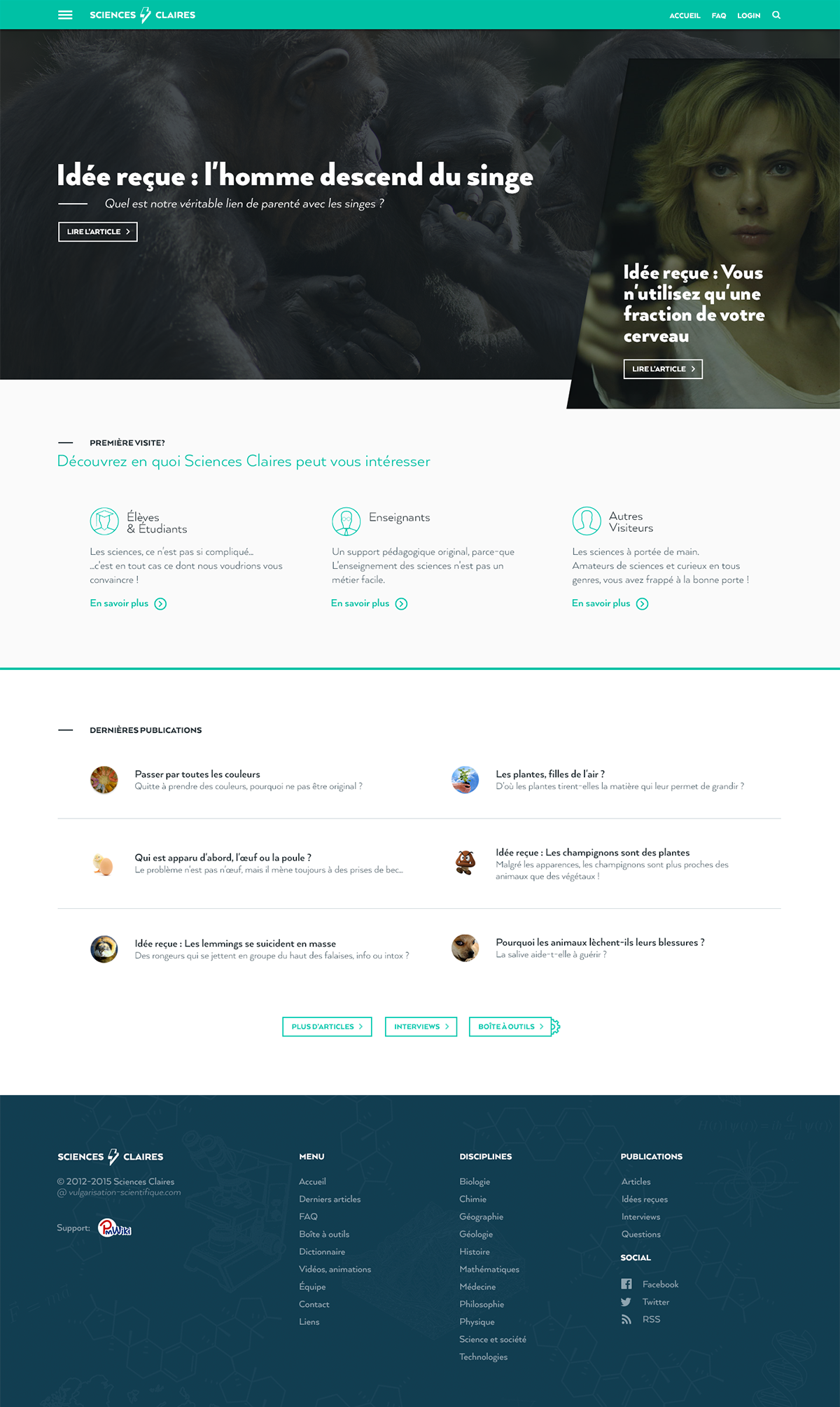 Sciences Claires - Home Screen